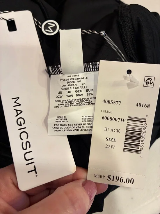 NWT 22W Magicsuit Celine Black V-Neck Slimming Swimsuit with Skirt (ABBA) - Picture 14 of 16